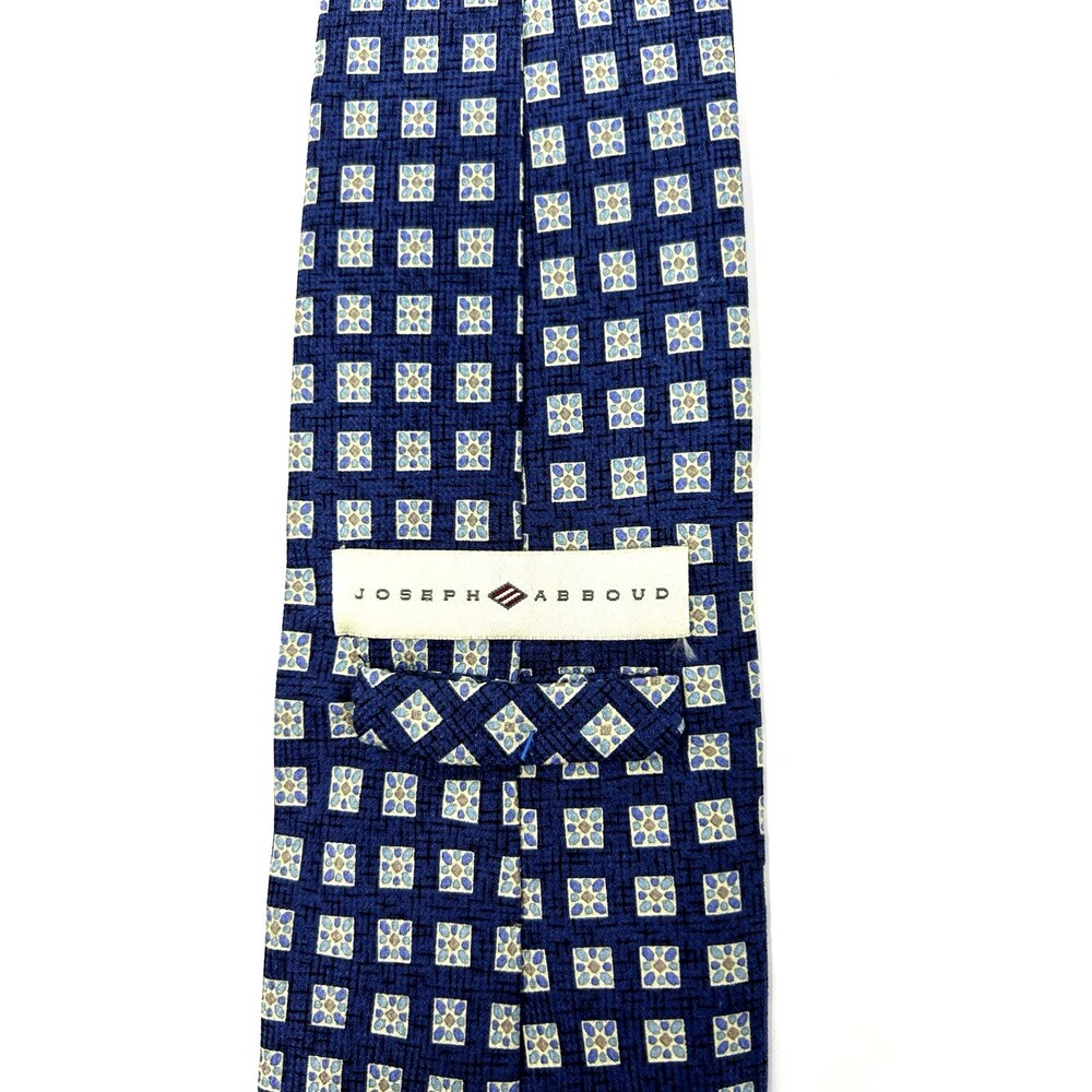 Joseph Abbound Blue Geometric 100% Silk Neck Tie 56.75" x 3.75" - Picture 5 of 8